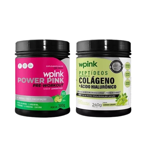 super power pink de limão - 300g + colágeno de uva verde - 240g - wp