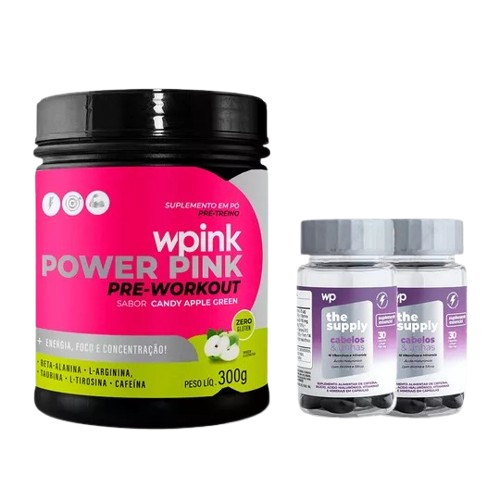 super power pink de maçã verde 300g + 2 cabelos e unhas - wp