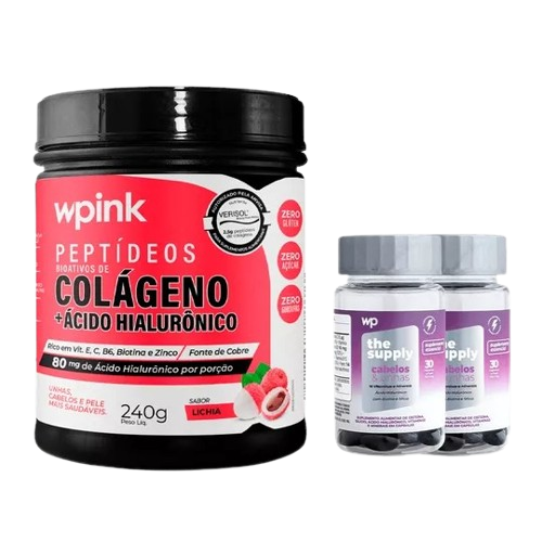 colágeno de lichia - 240g + 2 cabelos e unhas - wp