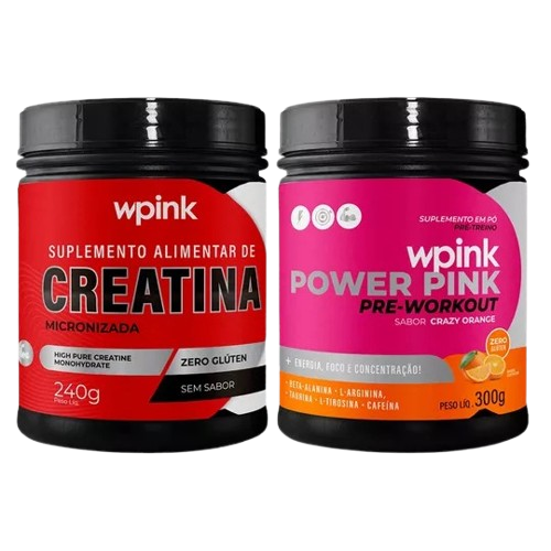 creatina sem sabor 240g - super power pink de laranja - pré-treino – 300g