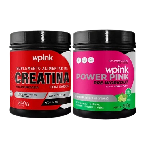 creatina de limão 240g - power pink de limão 300g - pré-treino - wp