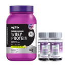 three premium whey protein limão 3W -1kg + 2 cabelos e unhas - wp