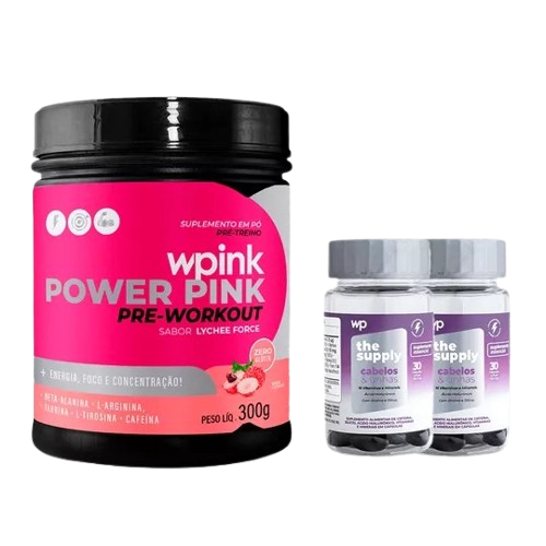super power pink lichia 300g + 2 cabelos e unhas - wp