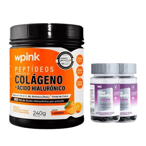 colágeno de laranja - 240g + 2 cabelos e unhas - wp