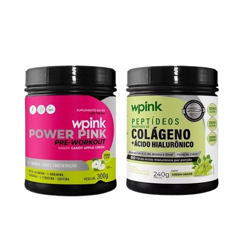 super power pink de maçã verde - 300g + colágeno de uva verde - 240g - wp